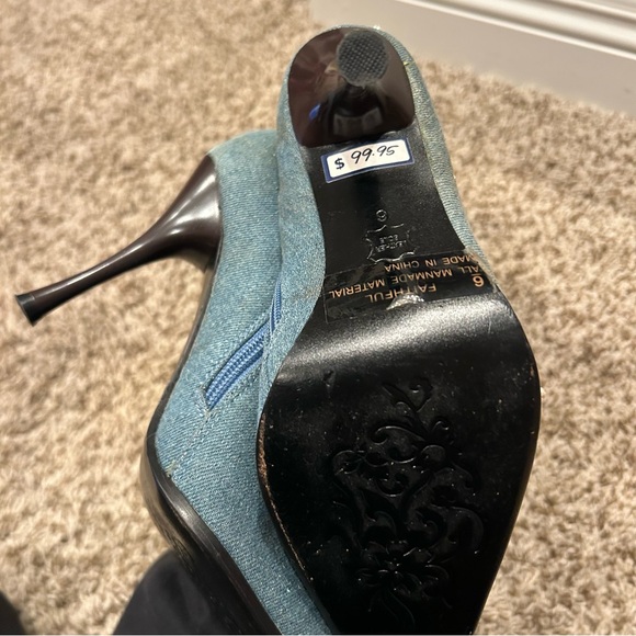 Faithfull the Brand Blue Embroidered Heeled Boots - Picture 11 of 16